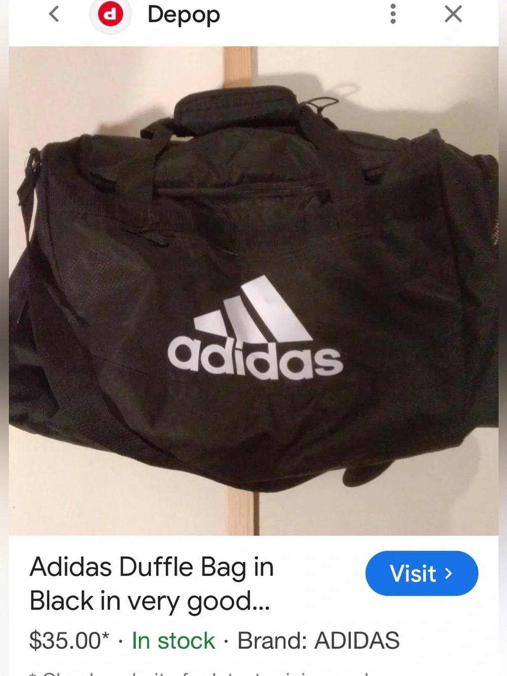 ADIDAS Diablo MEDIUM black and white gym duffel bag Great Exterior *flaw inside